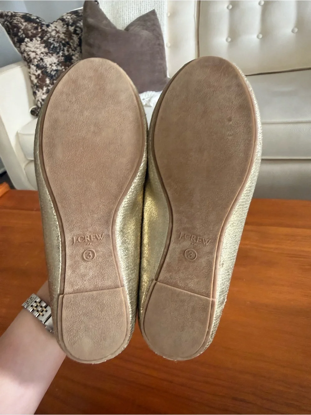J.Crew Girls Gold Metallic Ballet Flats | size 3